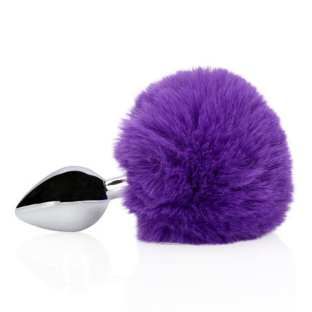 Bunny Tail with Metal Butt Plug | Purple