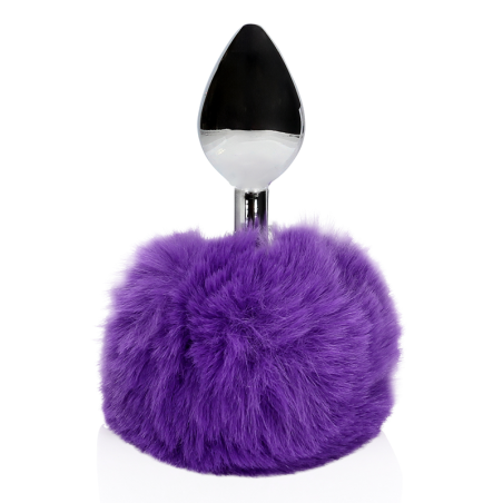 Bunny Tail with Metal Butt Plug | Purple