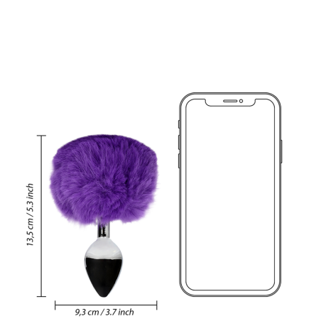 Bunny Tail with Metal Butt Plug | Purple