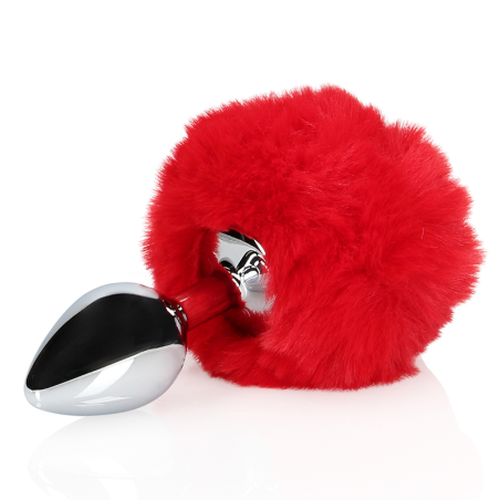 Bunny Tail with Metal Butt Plug | Red