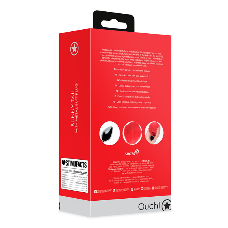 Bunny Tail with Metal Butt Plug | Red