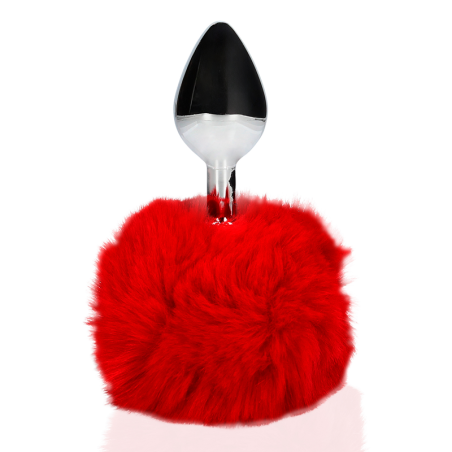 Bunny Tail with Metal Butt Plug | Red