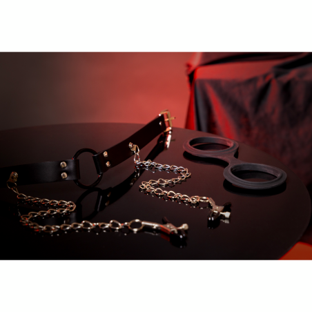 O-Ring Gag with Nipple Clamps | Black