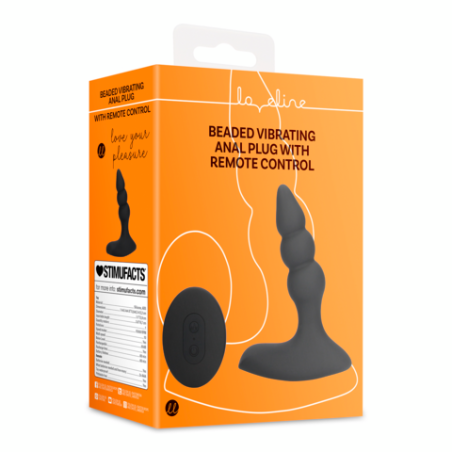 LoveLine | Beaded Vibrating Anal Plug - Remote Control - Licorice Black