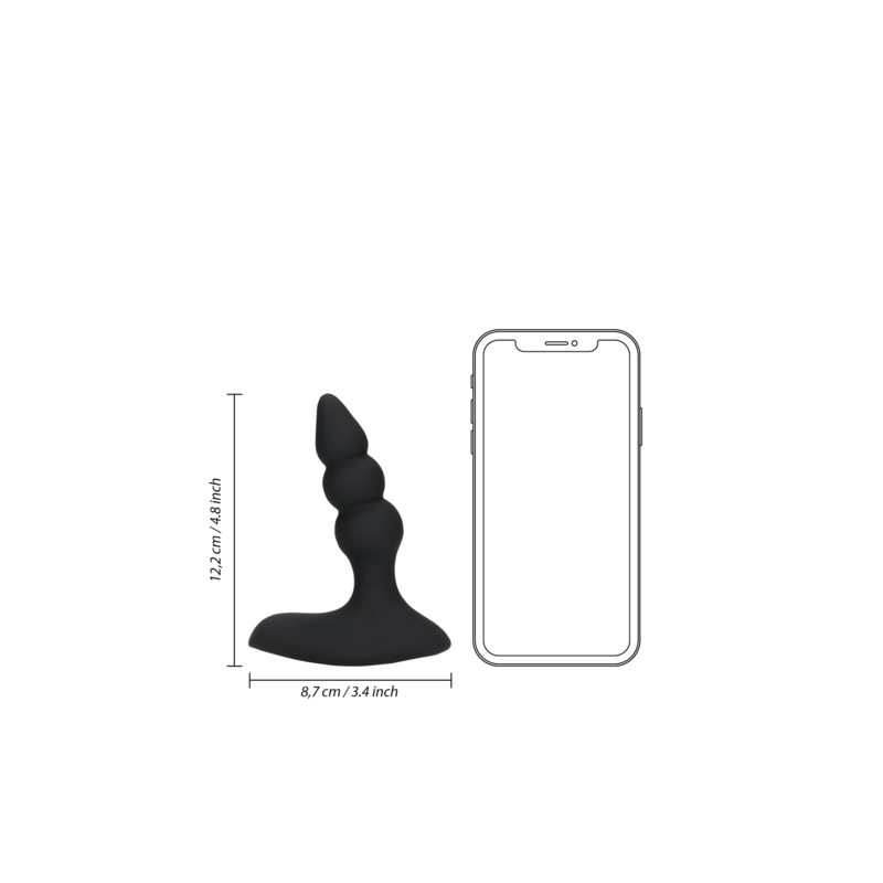 LoveLine | Beaded Vibrating Anal Plug - Remote Control - Licorice Black