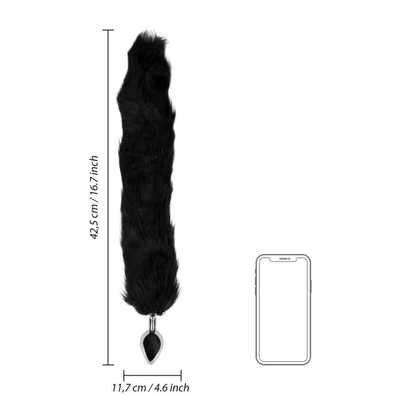 Fox Tail with Metal Butt Plug | Black