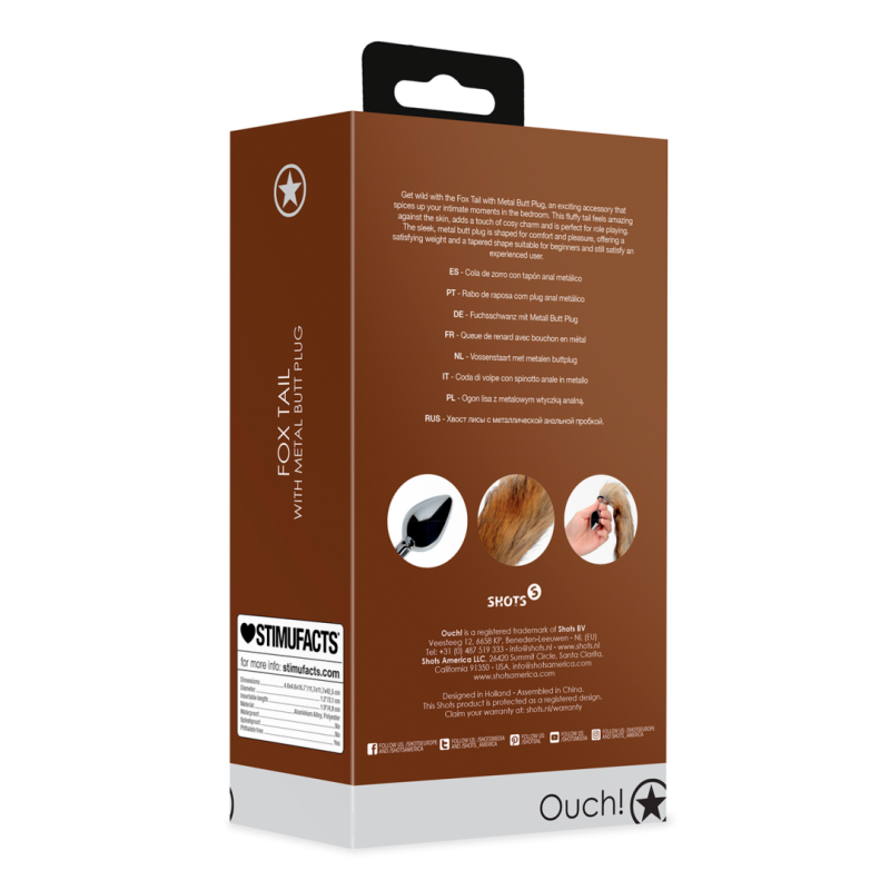 Fox Tail | Μεταλλική Πρωκτική Σφήνα με Ουρά Αλεπούς - Καφέ