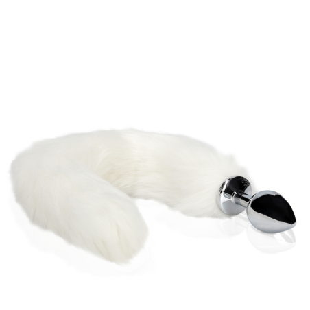 Fox Tail with Metal Butt Plug | White