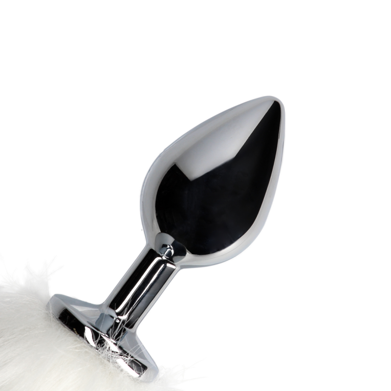 Fox Tail with Metal Butt Plug | White
