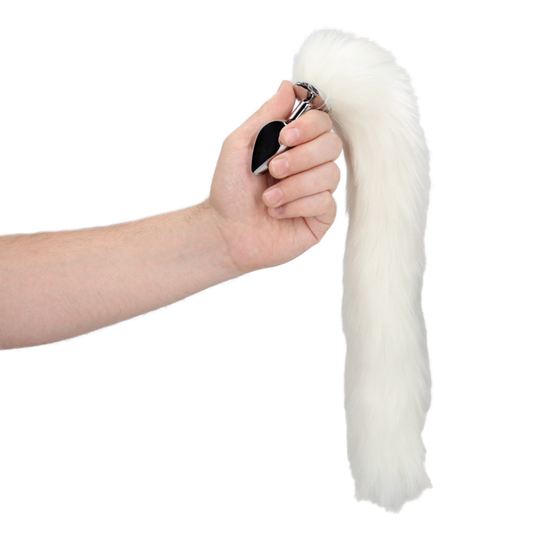 Fox Tail with Metal Butt Plug | White