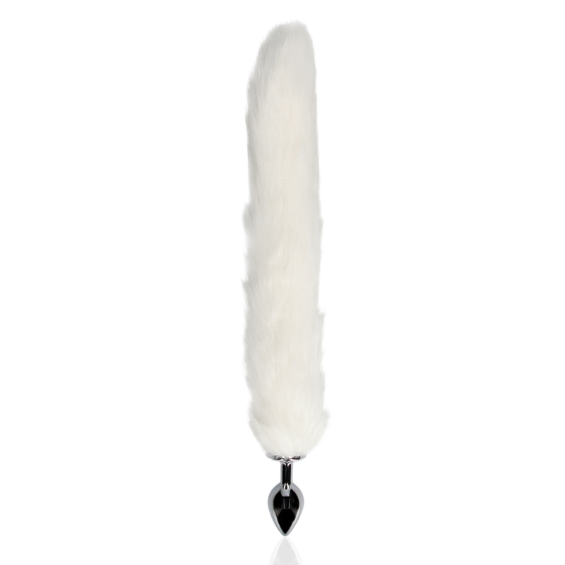 Fox Tail with Metal Butt Plug | White