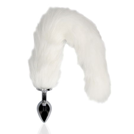 Fox Tail with Metal Butt Plug | White