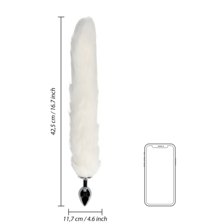 Fox Tail with Metal Butt Plug | White