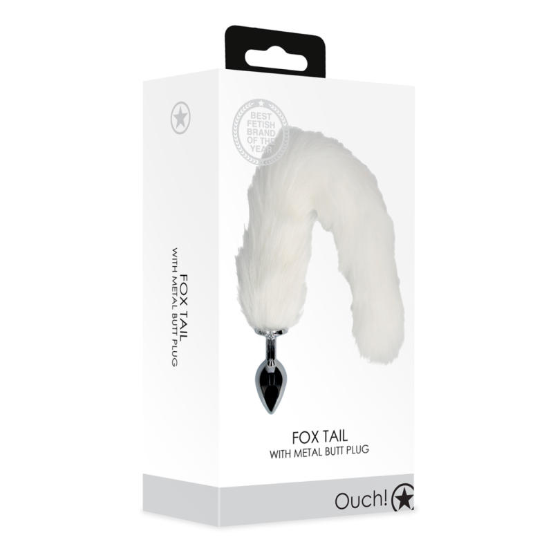 Fox Tail with Metal Butt Plug | White