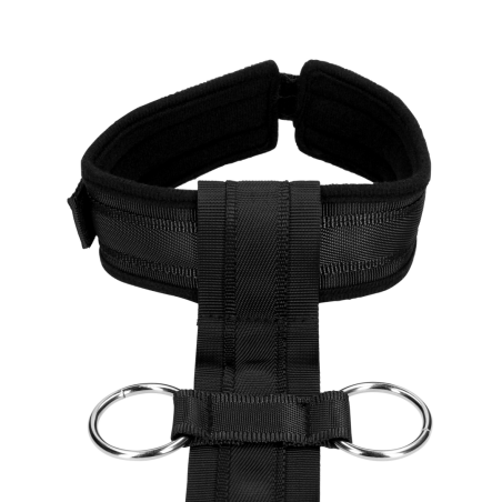 Restraint Harness with Collar and Hand Cuffs | Black