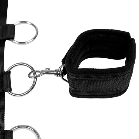 Restraint Harness with Collar and Hand Cuffs | Black