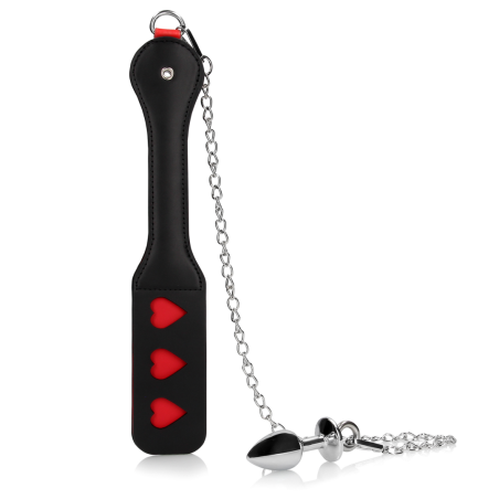 Hearts Paddle with Metal Anal Plug | Black