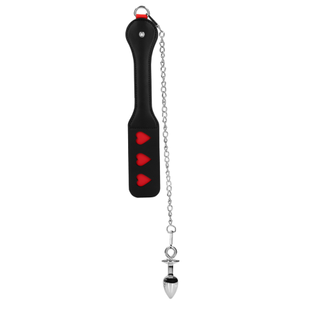 Hearts Paddle with Metal Anal Plug | Black