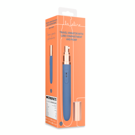 LoveLine | Travel Vibrator with Lube Compartment and Pump - Blue Horizon