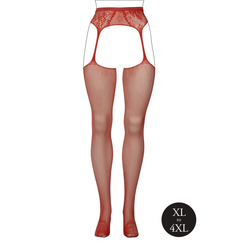 LE DÉSIR | Fishnet and Lace Garter belt Stockings | Sunset Glow | Size: XL/4XL
