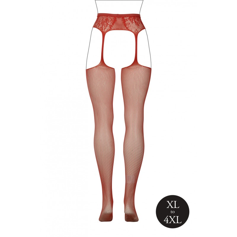 LE DÉSIR | Fishnet and Lace Ζαρτιέρες με Κάλτσες | Sunset Glow | Μέγεθος: XL/4XL