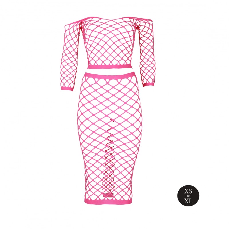 OUCH! | Long Sleeve Crop Top and Long Skirt | Pink | Size: XS/XL