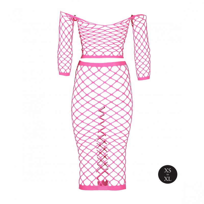 OUCH! | Long Sleeve Crop Top and Long Skirt | Pink | Size: XS/XL