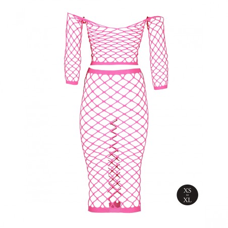 OUCH! | Glow in the Dark | Long Sleeve Crop Top and Long Skirt | Pink | Μέγεθος: XS/XL