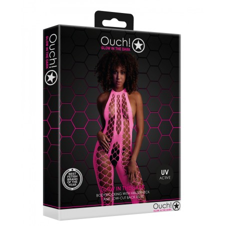 OUCH! | Bodystocking with Halterneck | Pink | Size: XS/XL