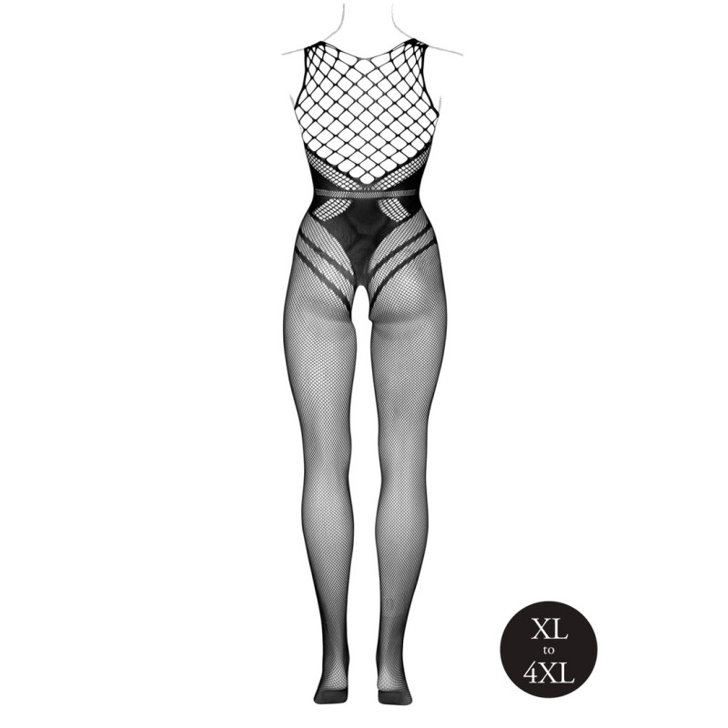 LE DÉSIR | Bodystocking with Accentuated Lines | Μαύρο | Μέγεθος: XL/4XL