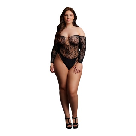 LE DÉSIR | Wonder Rhinestone Bodysuit | Black | Size: XL/3XL