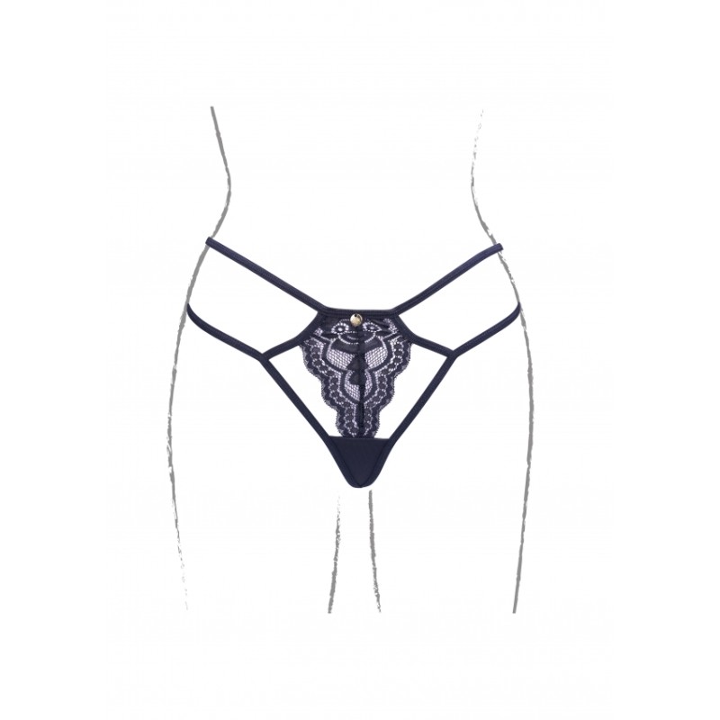 Faye | Thong with Adjustable Sliders and Golden Details | Size: XL/3XL