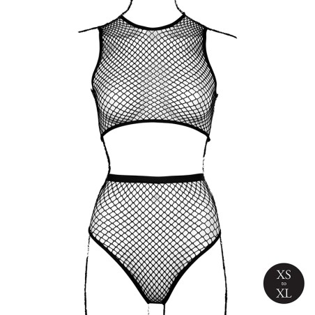 2 Pc Crop Top - Pantie and Fishnet Structure | Size: XS/XL