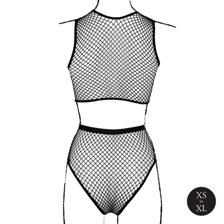 2 Pc Crop Top - Pantie and Fishnet Structure | Size: XS/XL