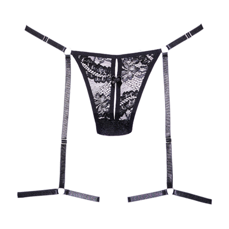 Say it with Garters - Lace Thong | Μαύρο | Μέγεθος: S/L