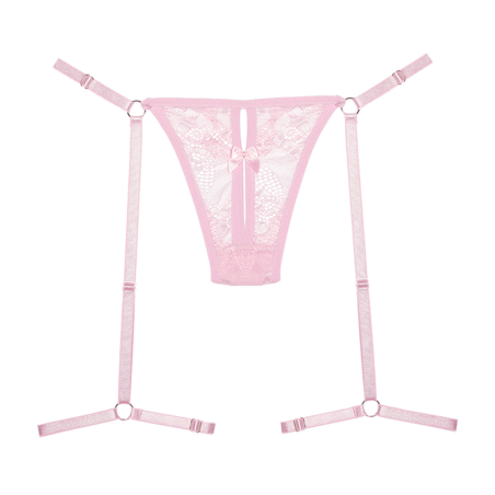 Allure | Say it with Garters - Lace Thong | Pink | Size: S/L