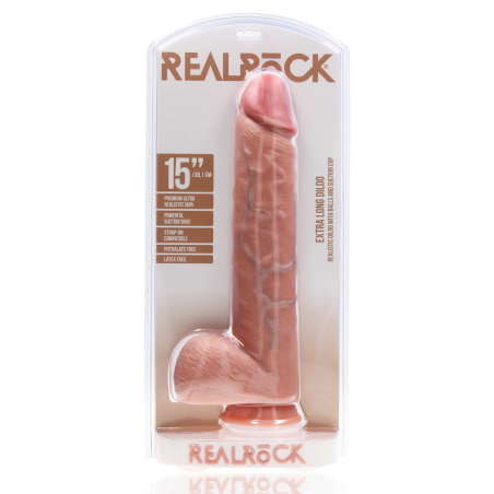 Extra Large Realistic Dildo Straight with Balls | 38 cm