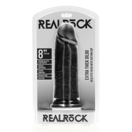 Extra Thick Straight Dildo with Suction Cup | Black | 20cm