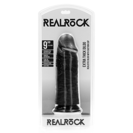 Extra Thick Straight Dildo with Suction Cup | Black | 23cm