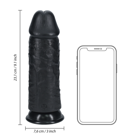 Extra Thick Straight Dildo with Suction Cup | Black | 23cm