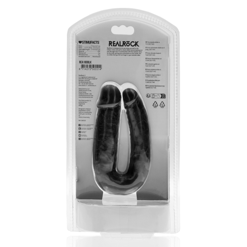 U Shaped Double Realistic Dildo | Black | 12cm