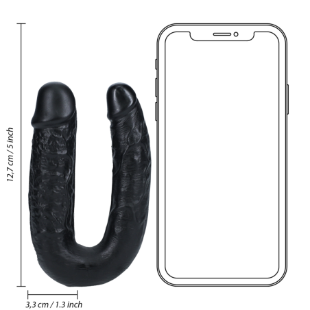 U Shaped Double Realistic Dildo | Black | 12cm