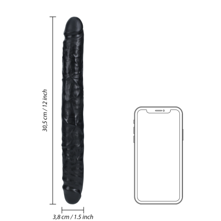 Slim Double Ended Dong | Black | 30cm