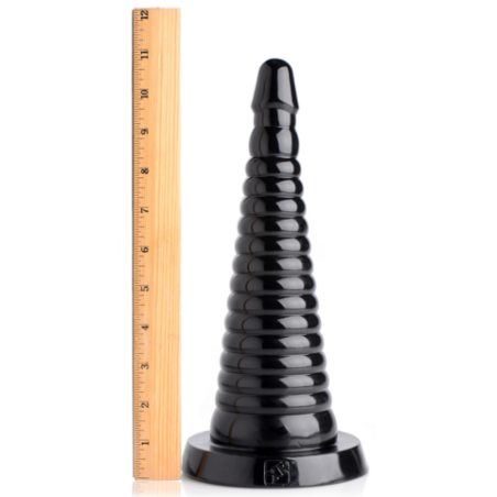 Giant Ribbed Anal Cone | Black | 28cm