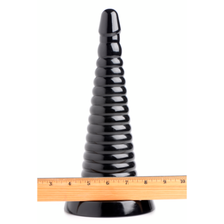 Giant Ribbed Anal Cone | Black | 28cm