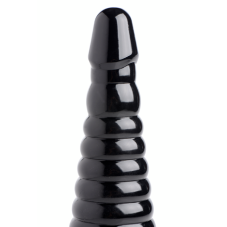 Giant Ribbed Anal Cone | Black | 28cm