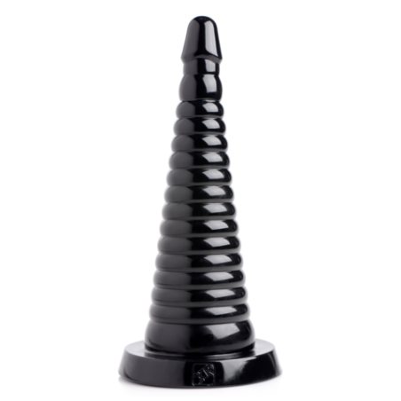 Giant Ribbed Anal Cone | Black | 28cm