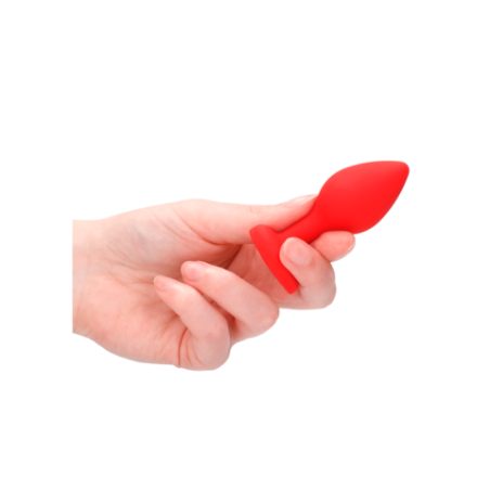 Silicone Butt Plug with Diamond Heart | Red | Regular