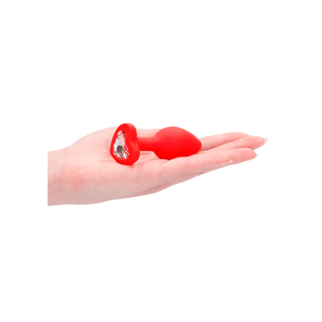 Silicone Butt Plug with Diamond Heart | Red | Regular