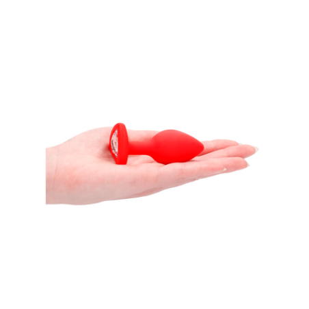 Silicone Butt Plug with Diamond Heart | Red | Regular